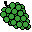 A small pixel drawing of a bunch of green grapes